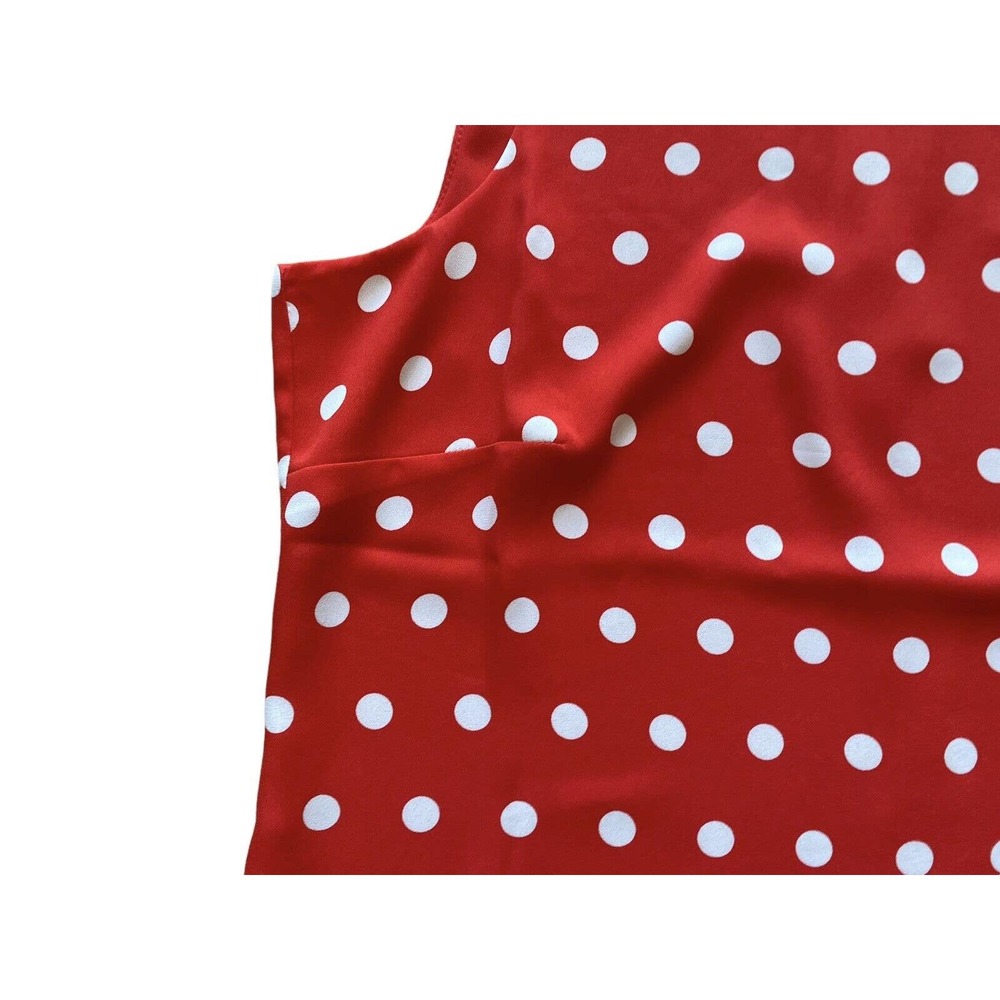 Women’s Rose and Olive Red with White Dots Tank Top Blouse Size Large - Picture 5 of 7